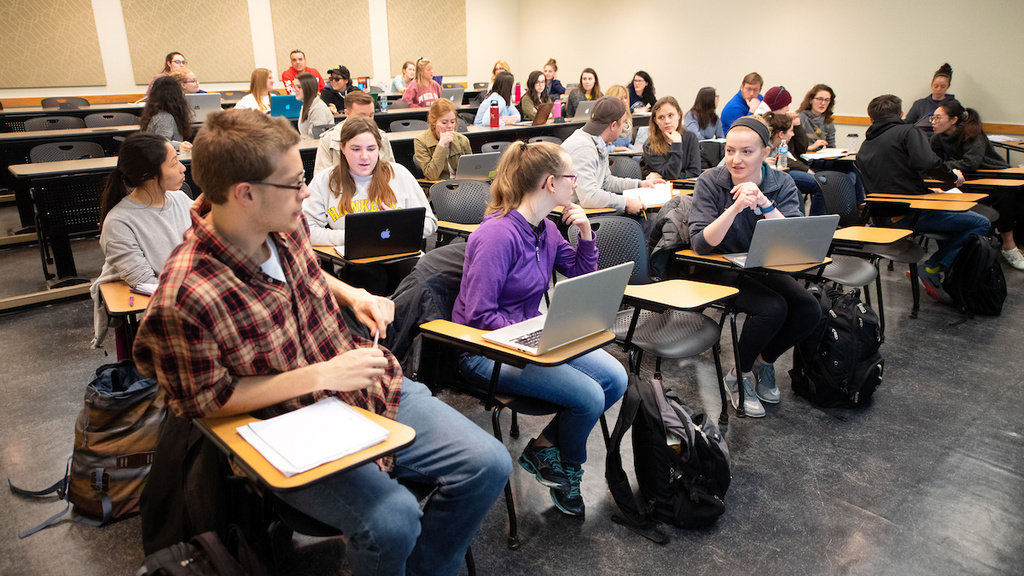 A psychology class at the University of Iowa