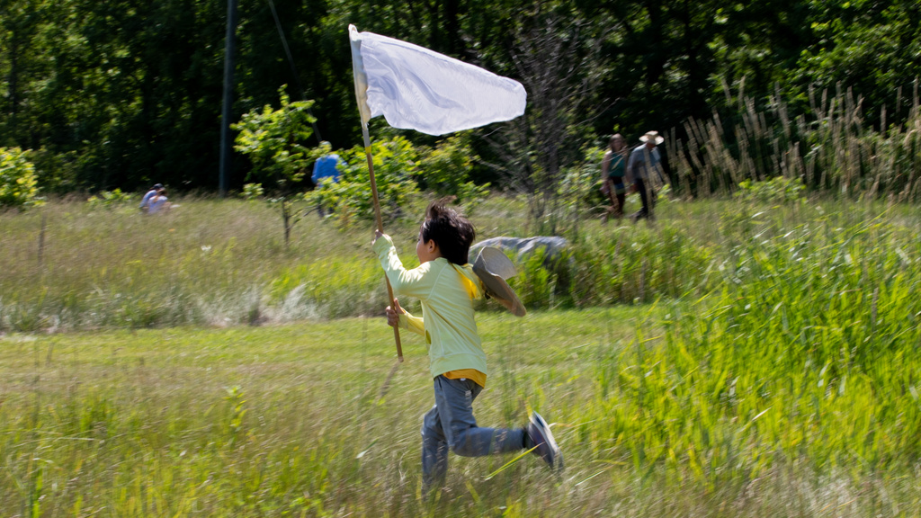 A picture of a child running at the Ashton Praire during the BioBlitz event